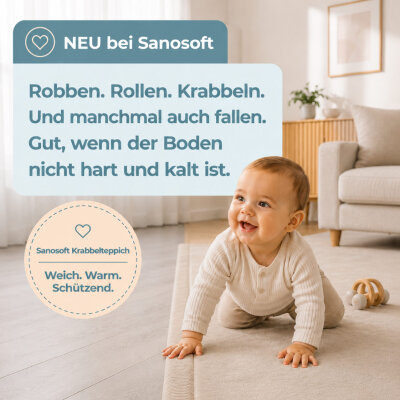 Neu bei Sanosoft: samtweiche Krabbelteppiche für kleine Entdecker - Neue Sanosoft Krabbelteppiche – kuschlig &amp; warm 