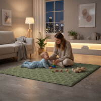 Sanosoft Krabbeldecke Soft-Cord  Khaki Grün 120x120cm