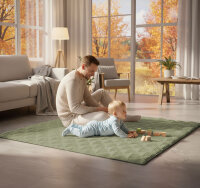Sanosoft Krabbeldecke Soft-Cord  Khaki Grün 120x120cm