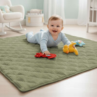 Sanosoft Krabbeldecke Soft-Cord  Khaki Grün 130x150cm