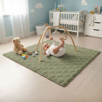 Sanosoft Krabbeldecke Soft-Cord  Khaki Grün 130x150cm