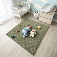 Sanosoft Krabbeldecke Soft-Cord  Khaki Grün 130x150cm
