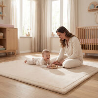 Sanosoft samtweicher und kuscheliger Krabbelteppich Sand / Beige 100 x 150 cm