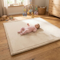 Sanosoft samtweicher und kuscheliger Krabbelteppich Sand / Beige 200 x 200 cm