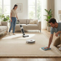 Sanosoft samtweicher und kuscheliger Krabbelteppich Sand / Beige 200 x 200 cm