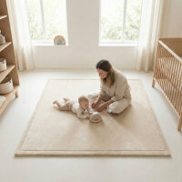 Sanosoft samtweicher und kuscheliger Krabbelteppich Sand / Beige 200 x 300 cm