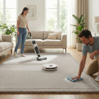 Sanosoft samtweicher und kuscheliger Krabbelteppich Hellgrau 100x150cm