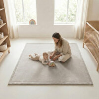 Sanosoft samtweicher und kuscheliger Krabbelteppich Hellgrau 200x200cm