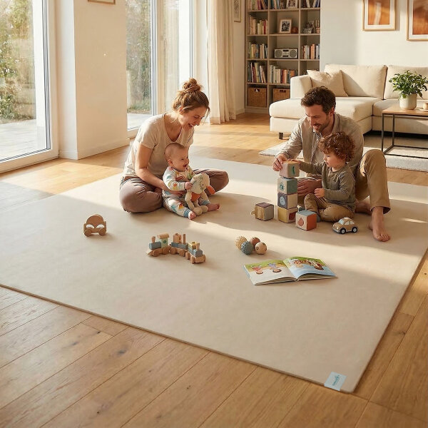 Krabbelmatte SanoSoft XXL "made in Germany" - Öko-Tex 100 120x300cm Sand/Beige