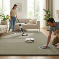 Sanosoft samtweicher und kuscheliger Krabbelteppich Schilfgrün 120x180cm