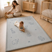 Sanosoft samtweicher und kuscheliger Krabbelteppich "Zoo" 120x170cm