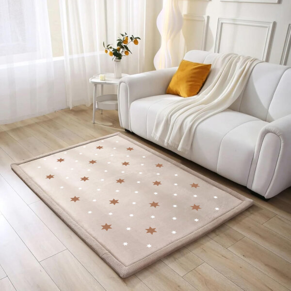 Sanosoft samtweicher und kuscheliger Krabbelteppich "Sterne" 120x170cm