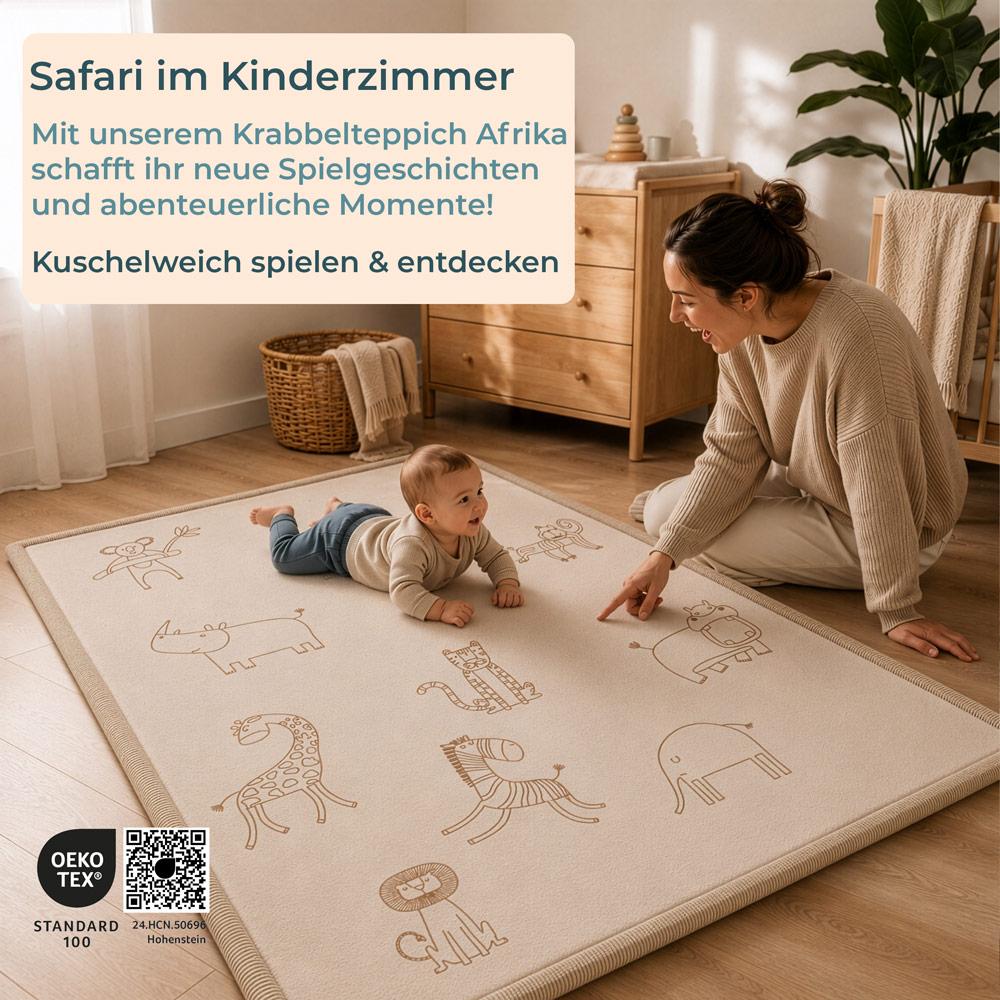 Spielen auf dem Sanosoft Krabbelteppich Afrika
